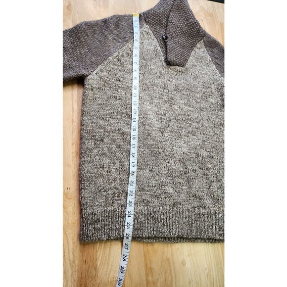 J. Crew Wool Alpaca Shawl Collar Marled Gray Brown Knit Sweater Men Size Medium - Picture 8 of 10